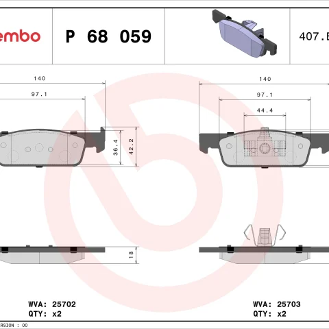 set placute frana,frana disc BREMBO P 68 059 — DACIA LOGAN II 1.5 dCi / Blue dCi 75 2023