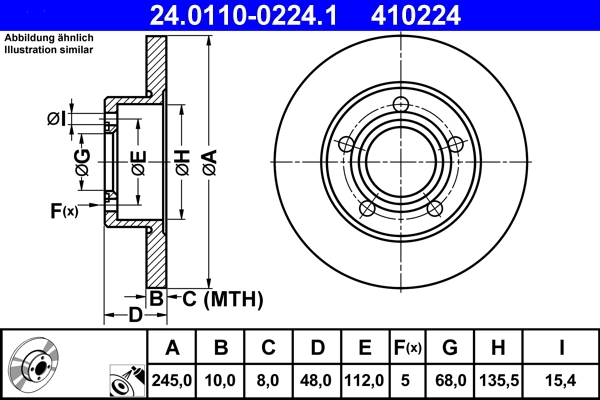 Disc frana ATE 24.0110-0224.1 — VW Passat
