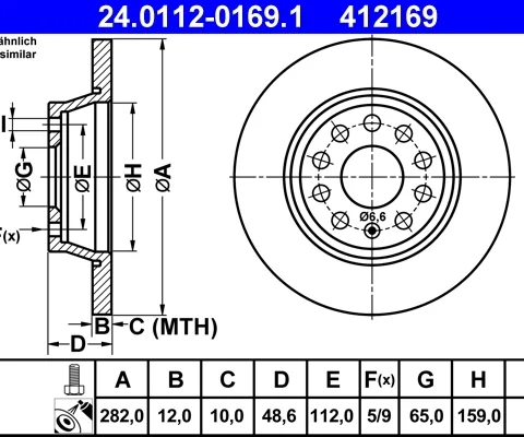 Disc frana ATE 24.0112-0169.1 — VW Passat