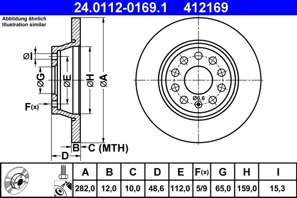 Disc frana ATE 24.0112-0169.1 — VW Passat