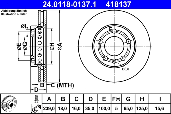 Disc frana ATE 24.0118-0137.1 — Skoda Fabia