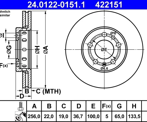 Disc frana ATE 24.0122-0151.1 — Skoda Fabia