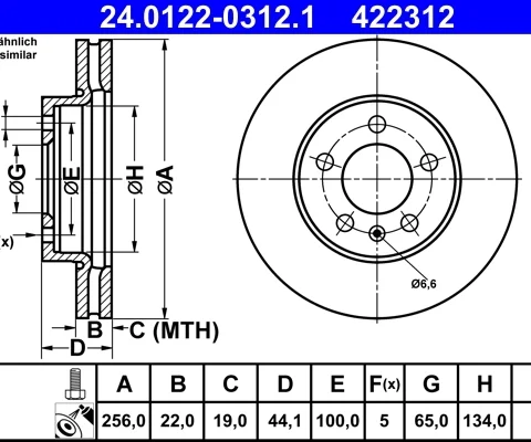 Disc frana ATE 24.0122-0312.1 — Skoda Fabia