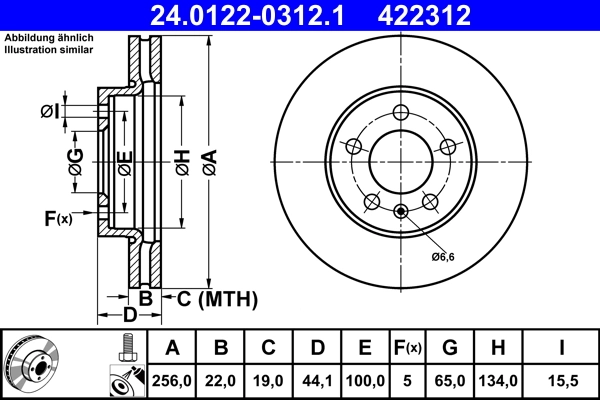 Disc frana ATE 24.0122-0312.1 — Skoda Fabia