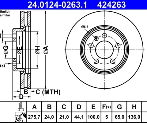 Disc frana ATE 24.0124-0263.1 — Skoda Fabia