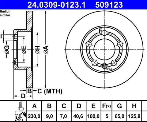 Disc frana ATE 24.0309-0123.1 — Skoda Fabia