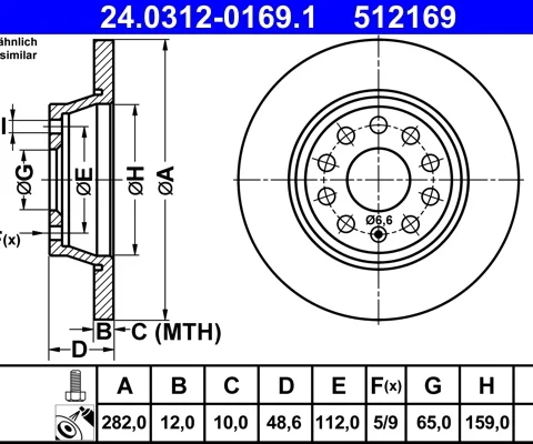 Disc frana ATE 24.0312-0169.1 — VW Passat