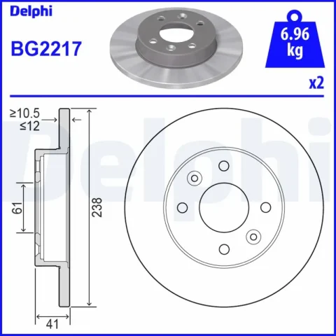 Disc frana DELPHI BG2217 — Dacia Logan