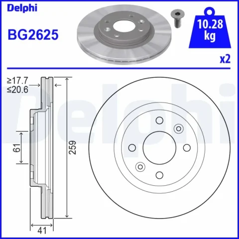 Disc frana DELPHI BG2625 — Dacia Logan
