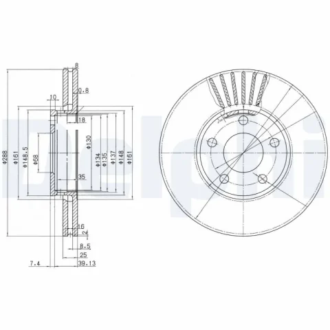 Disc frana DELPHI BG2745 — VW Passat