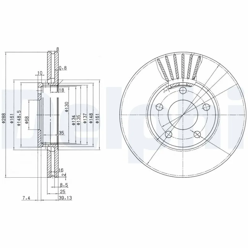 Disc frana DELPHI BG2745 — VW Passat