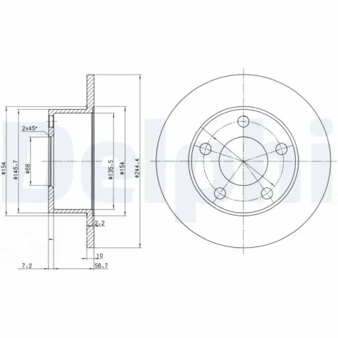 Disc frana DELPHI BG2746 — VW Passat
