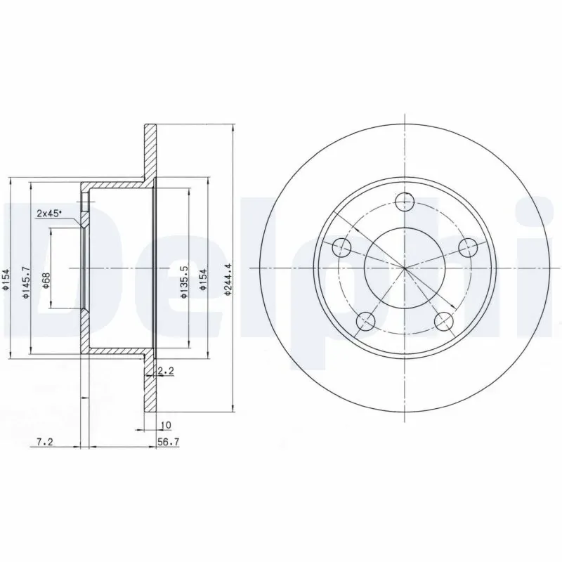 Disc frana DELPHI BG2746 — VW Passat