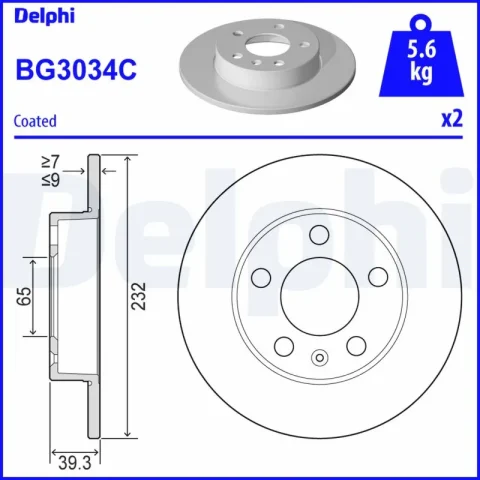 Disc frana DELPHI BG3034C — Skoda Fabia