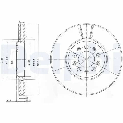 Disc frana DELPHI BG3035C — Skoda Fabia