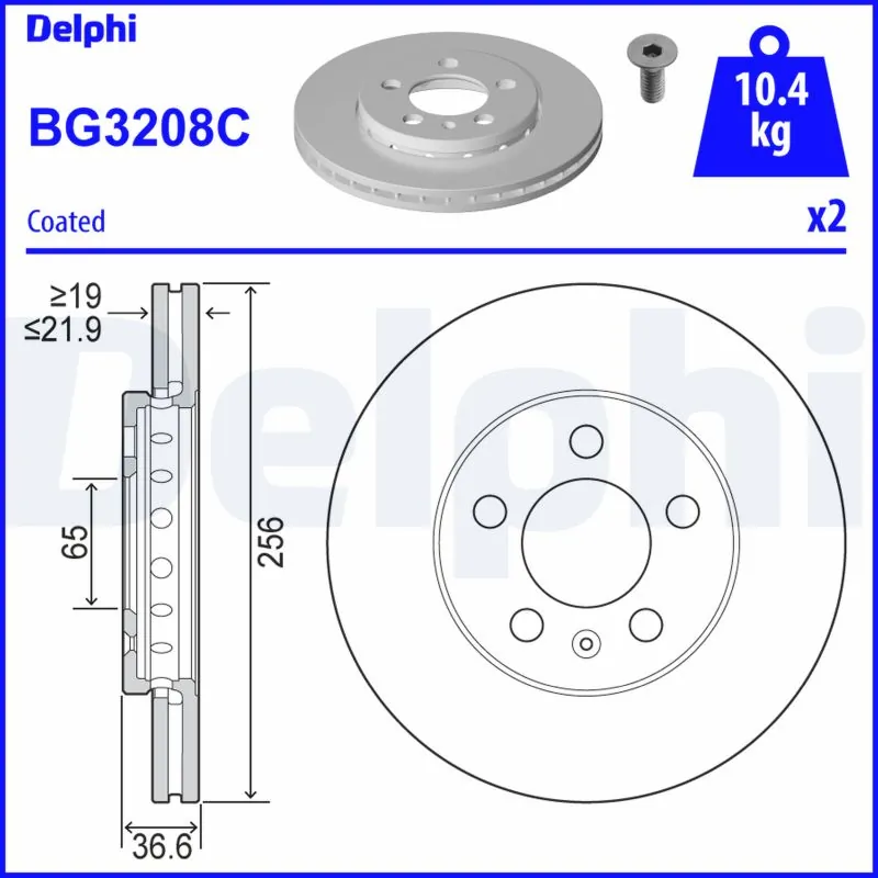 Disc frana DELPHI BG3208C — Skoda Fabia