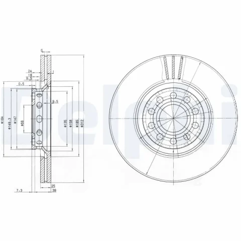 Disc frana DELPHI BG3657 — VW Passat