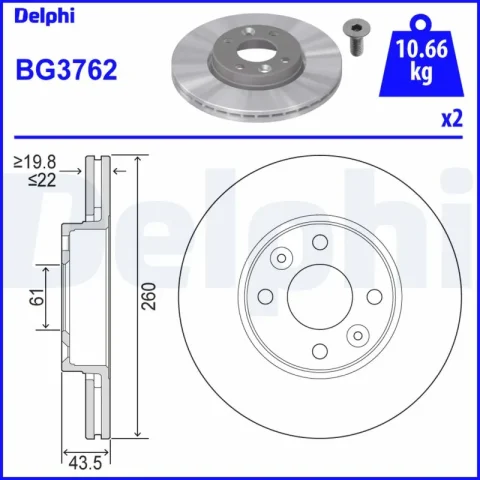 Disc frana DELPHI BG3762 — Dacia Logan