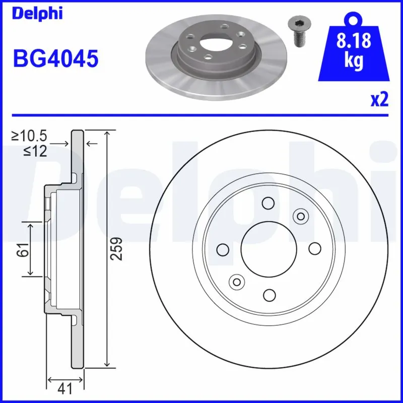 Disc frana DELPHI BG4045 — Dacia Logan