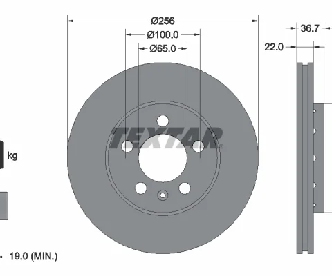 Disc frana TEXTAR 92082205 — Skoda Fabia