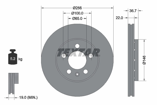 Disc frana TEXTAR 92082205 — Skoda Fabia