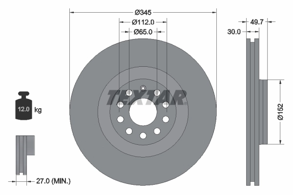 Disc frana TEXTAR 92120605 — VW Passat
