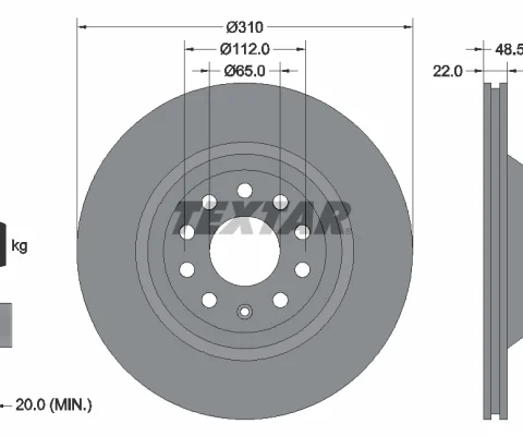 Disc frana TEXTAR 92140703 — VW Passat