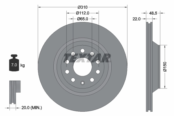 Disc frana TEXTAR 92140703 — VW Passat