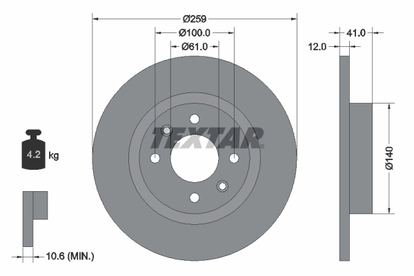 Disc frana TEXTAR 92175103 — Dacia Logan