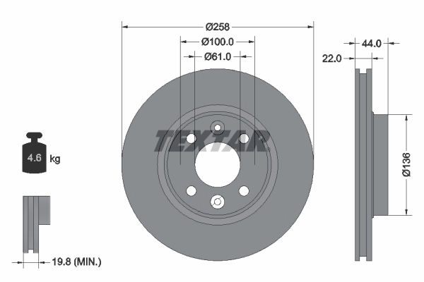 Disc frana TEXTAR 92255203 — Dacia Logan