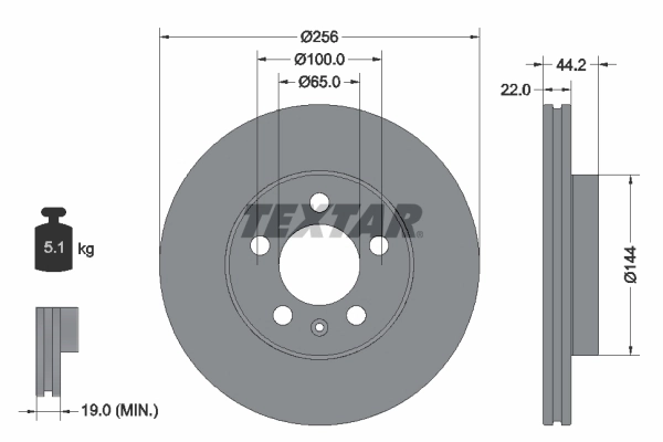 Disc frana TEXTAR 92303803 — Skoda Fabia