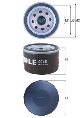 Filtru ulei MAHLE OC 467 — Dacia Logan