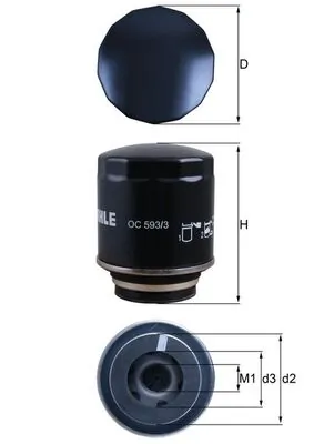 Filtru ulei MAHLE OC 593/3 — Skoda Fabia