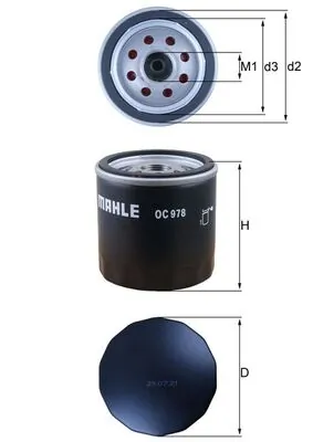 Filtru ulei MAHLE OC 978 — Dacia Logan