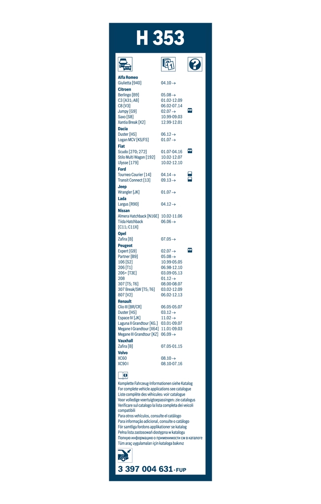 lamela stergator BOSCH 3 397 004 631 — Dacia Logan