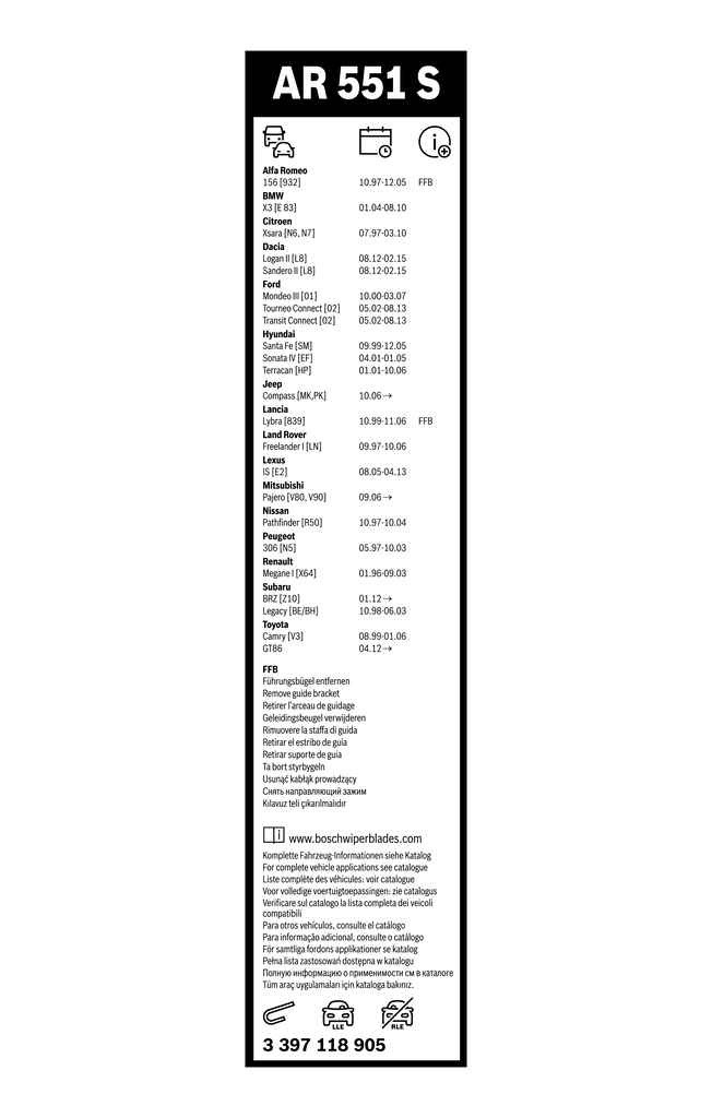 lamela stergator BOSCH 3 397 118 905 — Dacia Logan