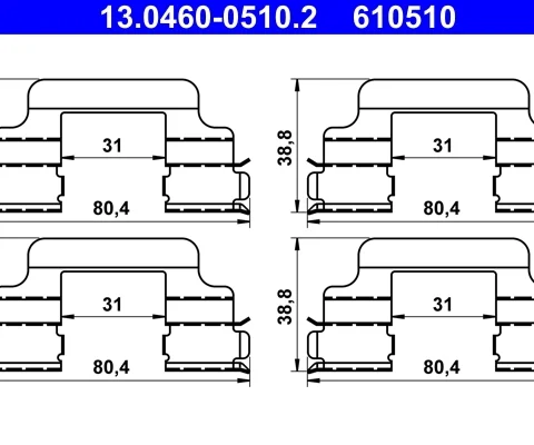Set accesorii, placute frana ATE 13.0460-0510.2 — Skoda Fabia