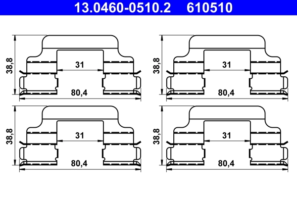 Set accesorii, placute frana ATE 13.0460-0510.2 — Skoda Fabia