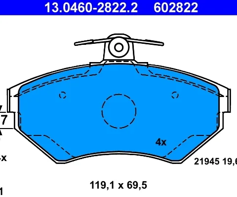 set placute frana,frana disc ATE 13.0460-2822.2 — VW Passat