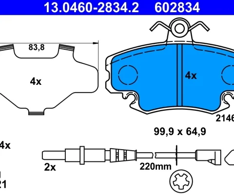 set placute frana,frana disc ATE 13.0460-2834.2 — Dacia Logan