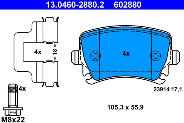 set placute frana,frana disc ATE 13.0460-2880.2 — VW Passat