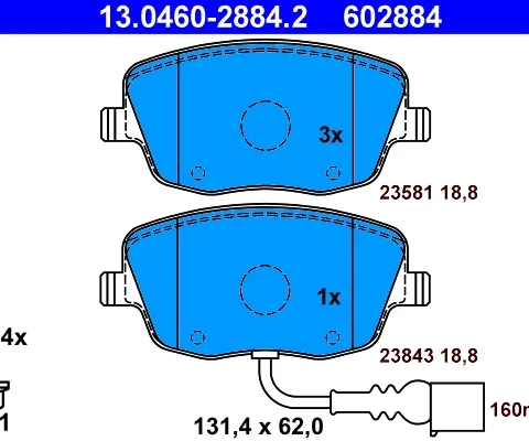 set placute frana,frana disc ATE 13.0460-2884.2 — Skoda Fabia