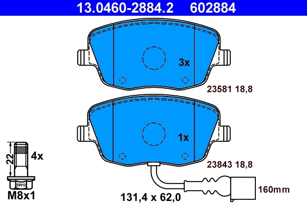 set placute frana,frana disc ATE 13.0460-2884.2 — Skoda Fabia