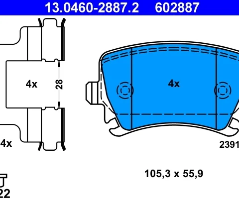 set placute frana,frana disc ATE 13.0460-2887.2 — VW Passat