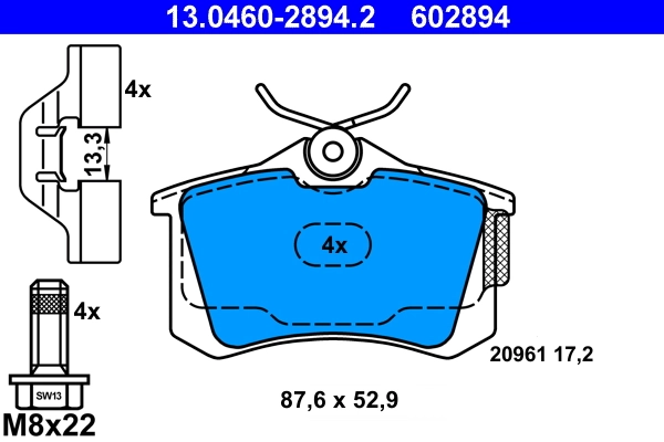 set placute frana,frana disc ATE 13.0460-2894.2 — Skoda Fabia