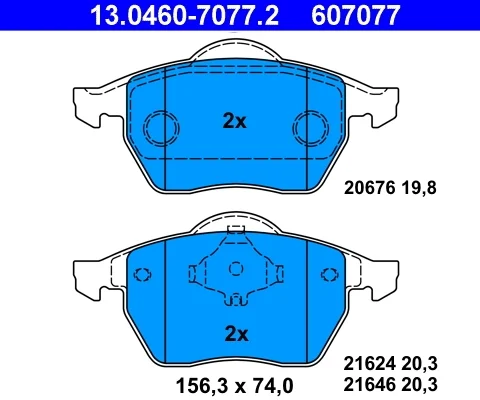 set placute frana,frana disc ATE 13.0460-7077.2 — VW Passat