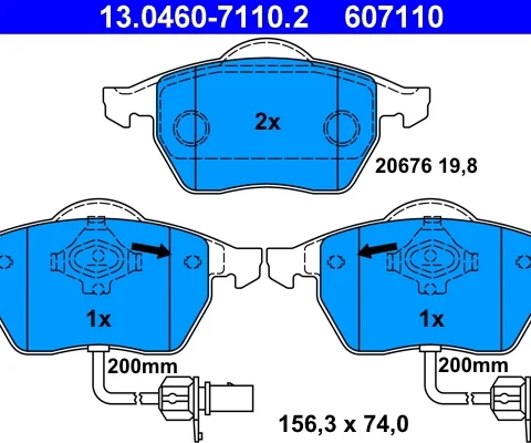 set placute frana,frana disc ATE 13.0460-7110.2 — VW Passat
