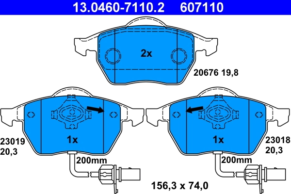 set placute frana,frana disc ATE 13.0460-7110.2 — VW Passat
