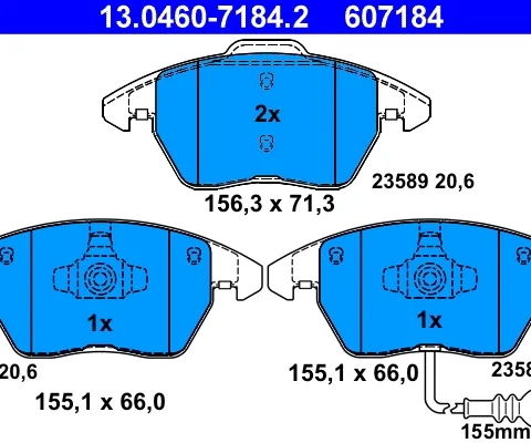 set placute frana,frana disc ATE 13.0460-7184.2 — VW Passat
