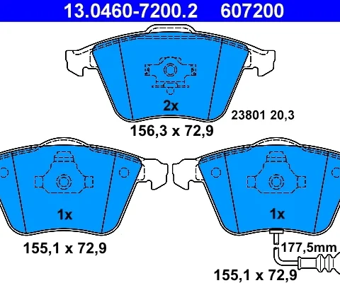 set placute frana,frana disc ATE 13.0460-7200.2 — VW Passat